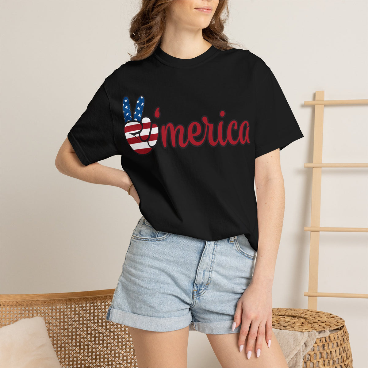 'Merica Patriotic Peace Sign T-Shirt – American Flag Fourth of July Tee