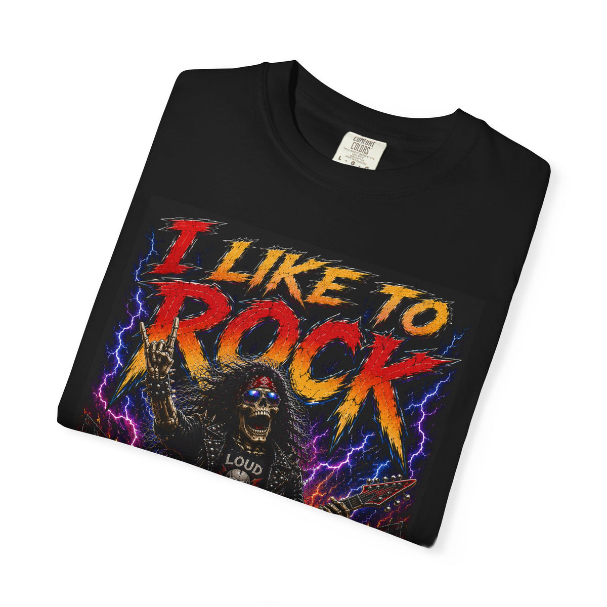 I Like to Rock T-shirt | Skeleton Guitar Graphic
