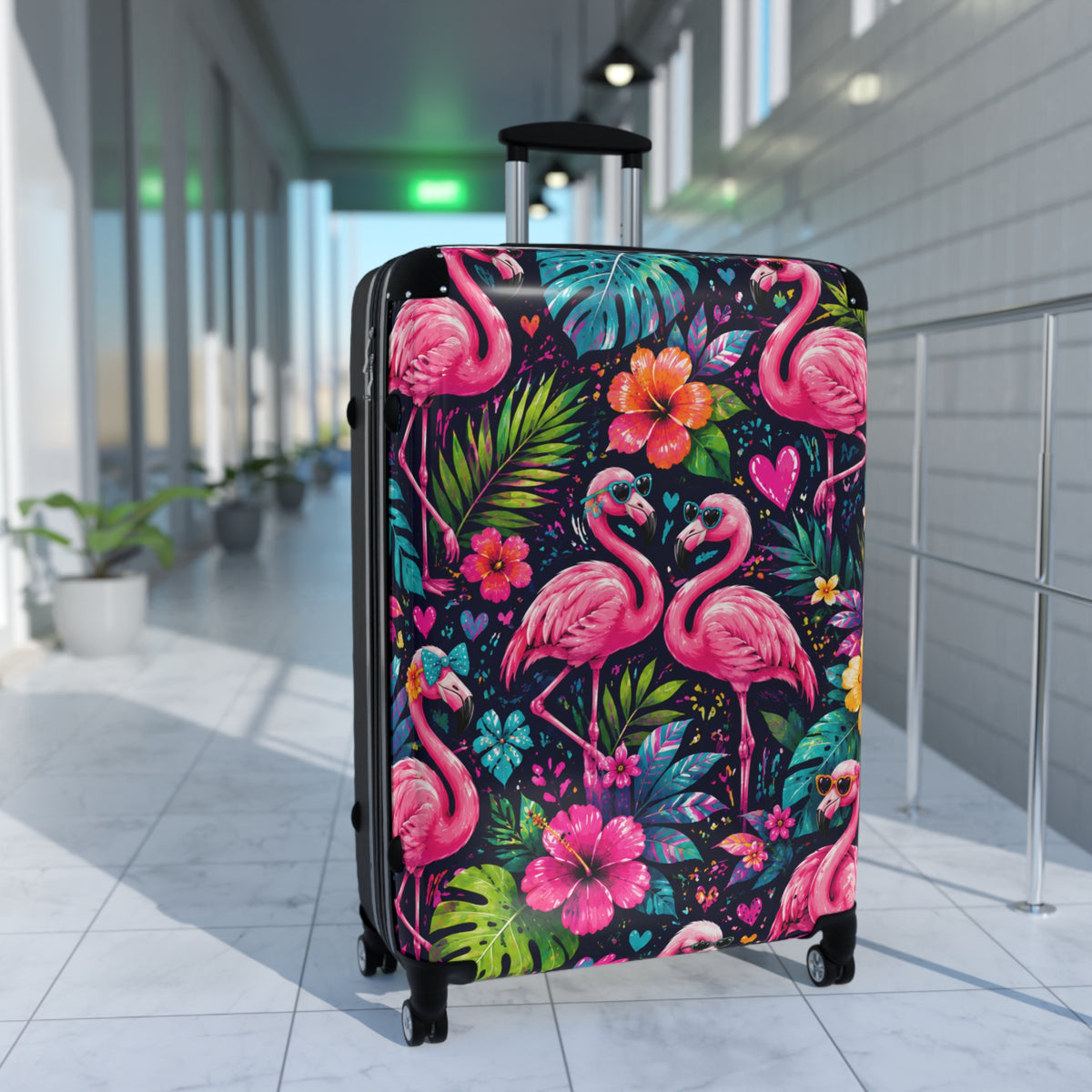 Flamingo Tropical Carry-On Suitcase – Vibrant Pink Flamingos & Hibiscus Luggage