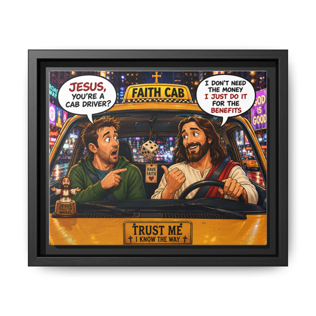Jesus Taxi Illustration Canvas