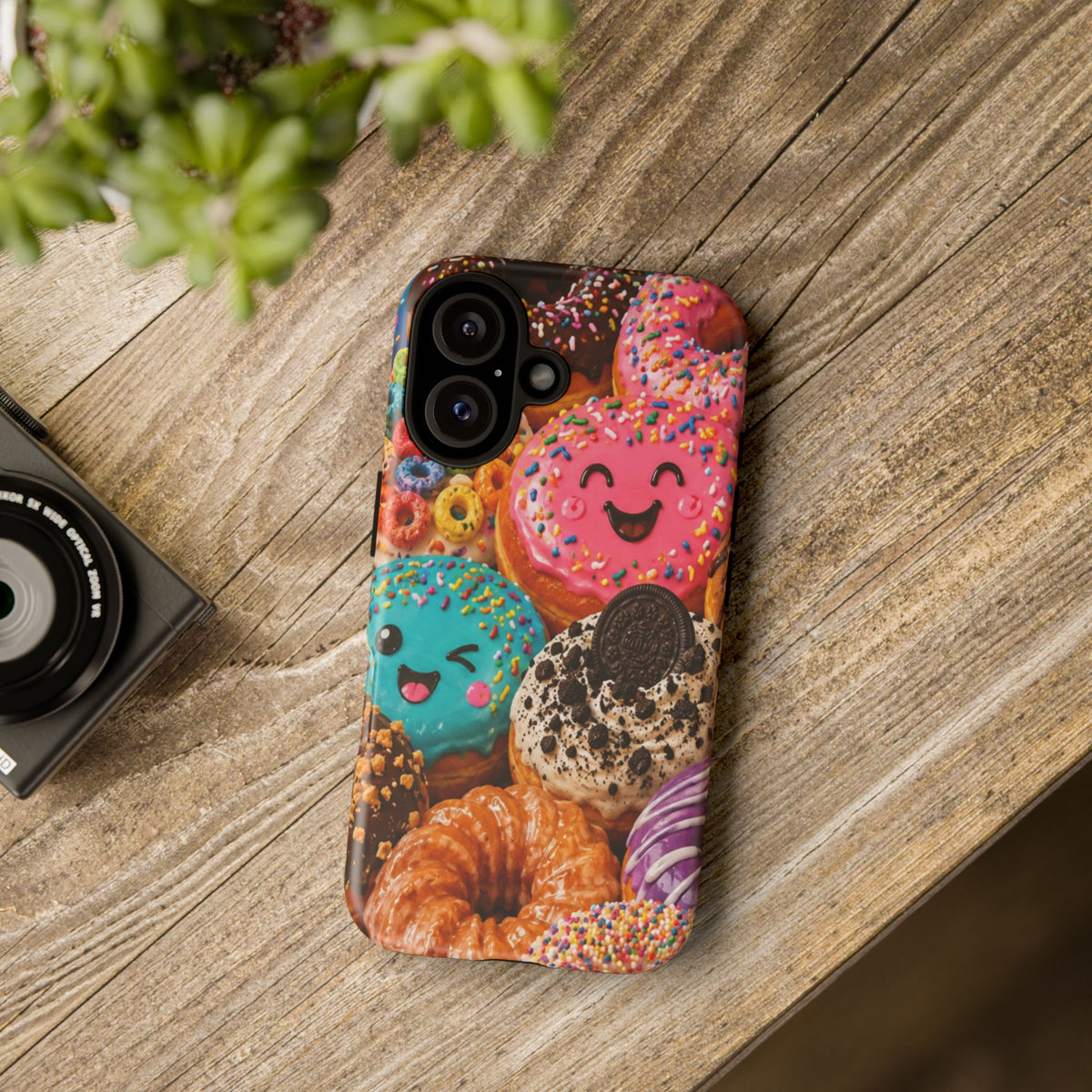 Donut Smile Tough Phone Case — Cute Colorful Desserts Protective Cover