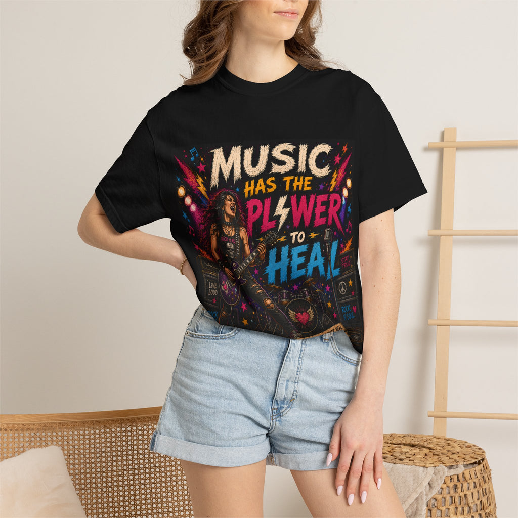 Music Has the Power to Heal T-Shirt | Retro Rock Guitar Graphic