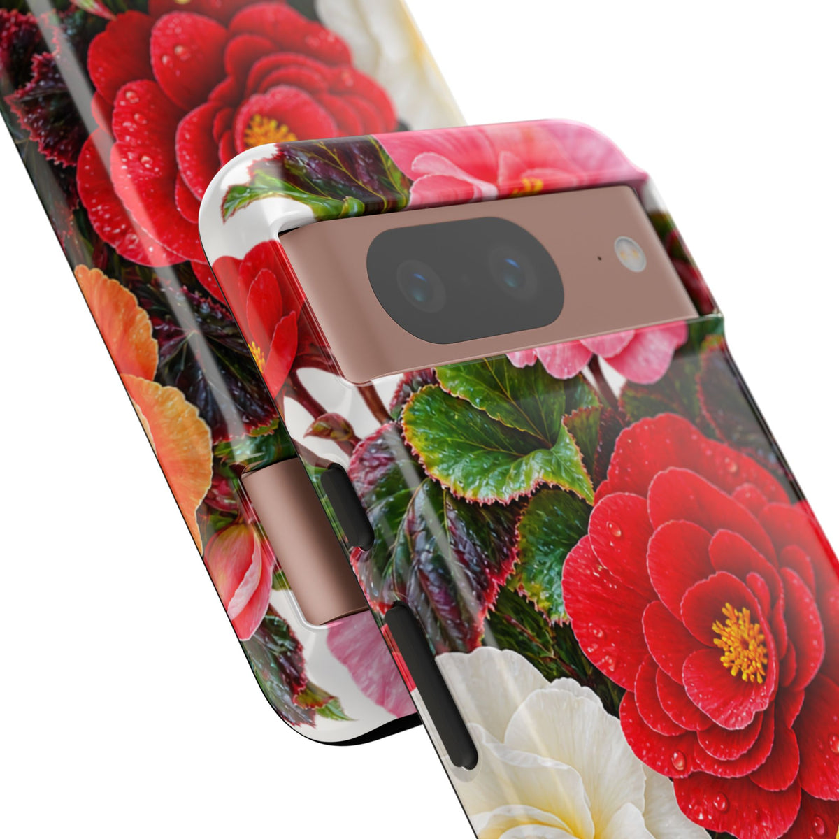 Floral Begonia Phone Case — Vibrant Red, Pink & Yellow Blossom Protective Cover