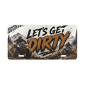 Let’s Get Dirty ATV Vanity Plate (White) | Off-Road Mud Tire Design