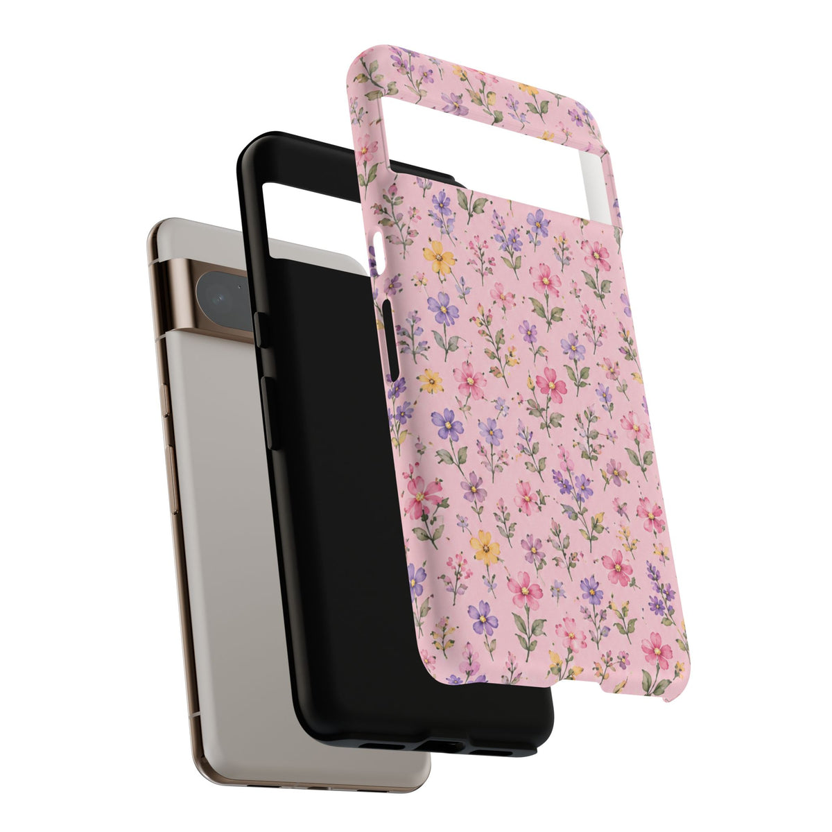 Floral Pink Tough Phone Case — Pastel Wildflower Protective Case