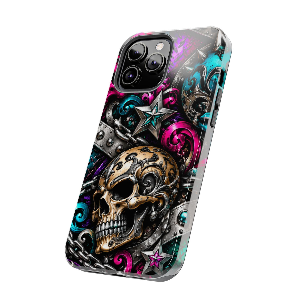 Skull & Stars Tough Phone Case | Colorful Gothic Skull Phone Case
