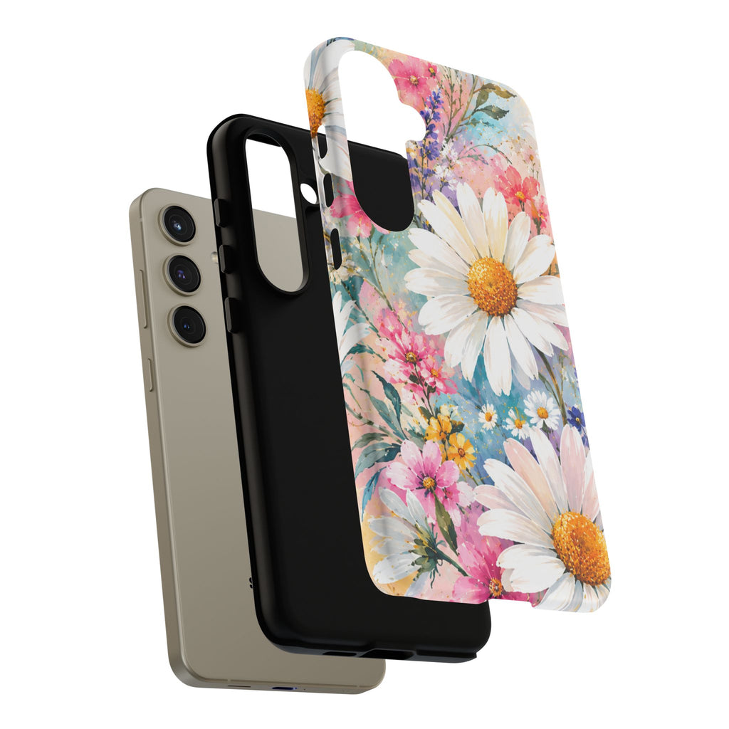 Floral Daisy Phone Case — Watercolor Daisies Protective Tough Case