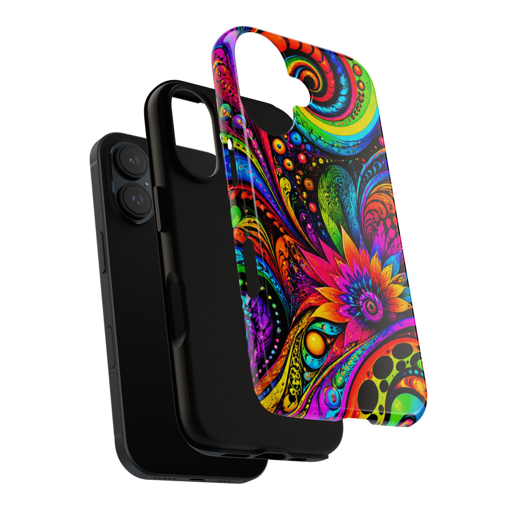 Psychedelic Floral Phone Case — Vibrant Swirl Tough Protective Cover