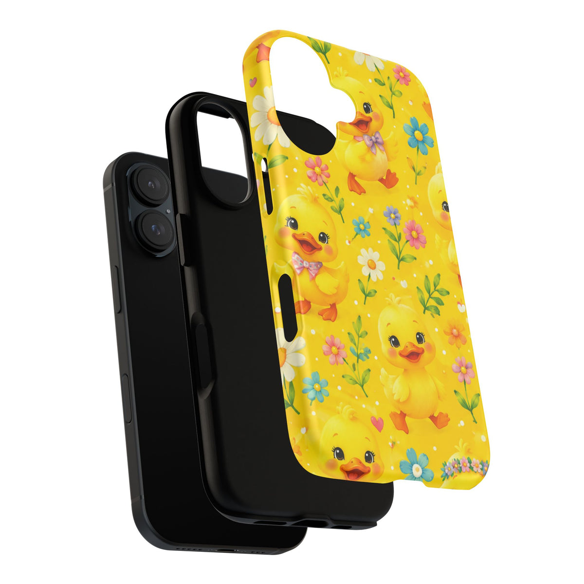 Cute Yellow Duck Pattern Phone Case — Floral Baby Duck Tough Case