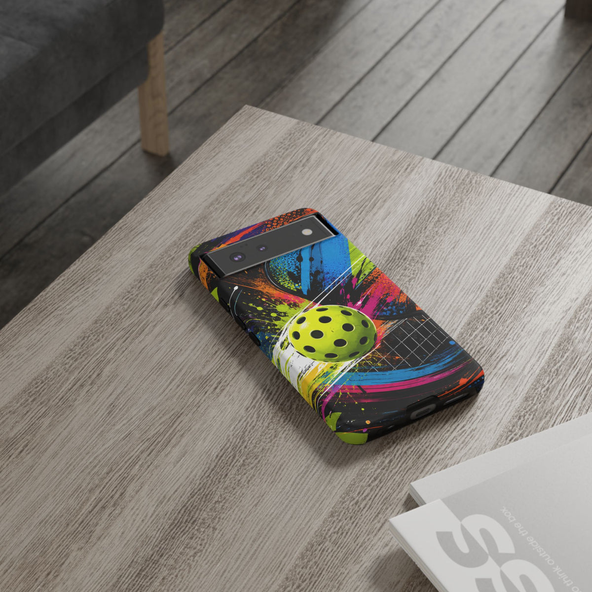 Pickleball Phone Case – Neon Paddle & Ball Splash Tough Case