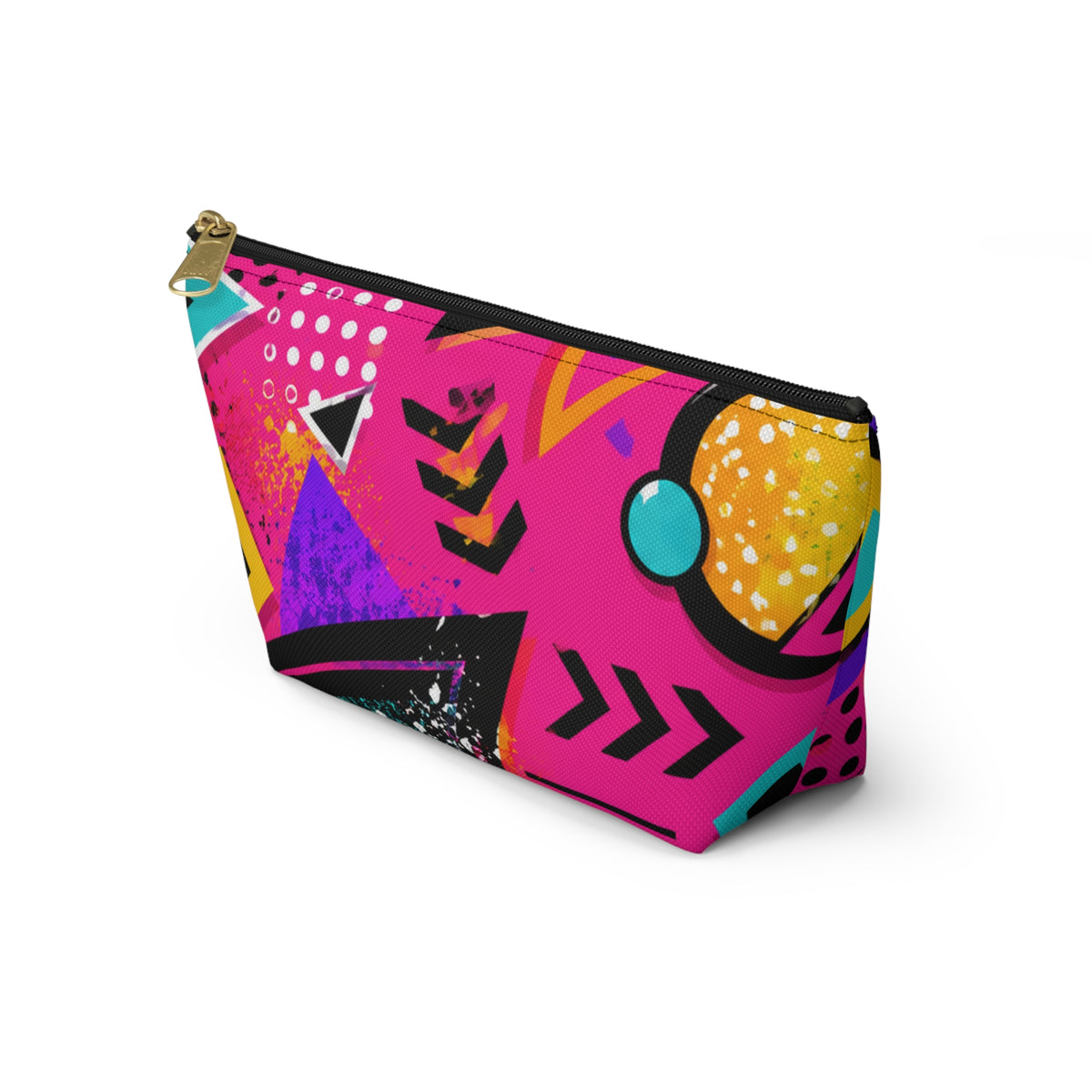 90s Neon Geometric Print Accessory Pouch | T-Bottom Cosmetic Bag