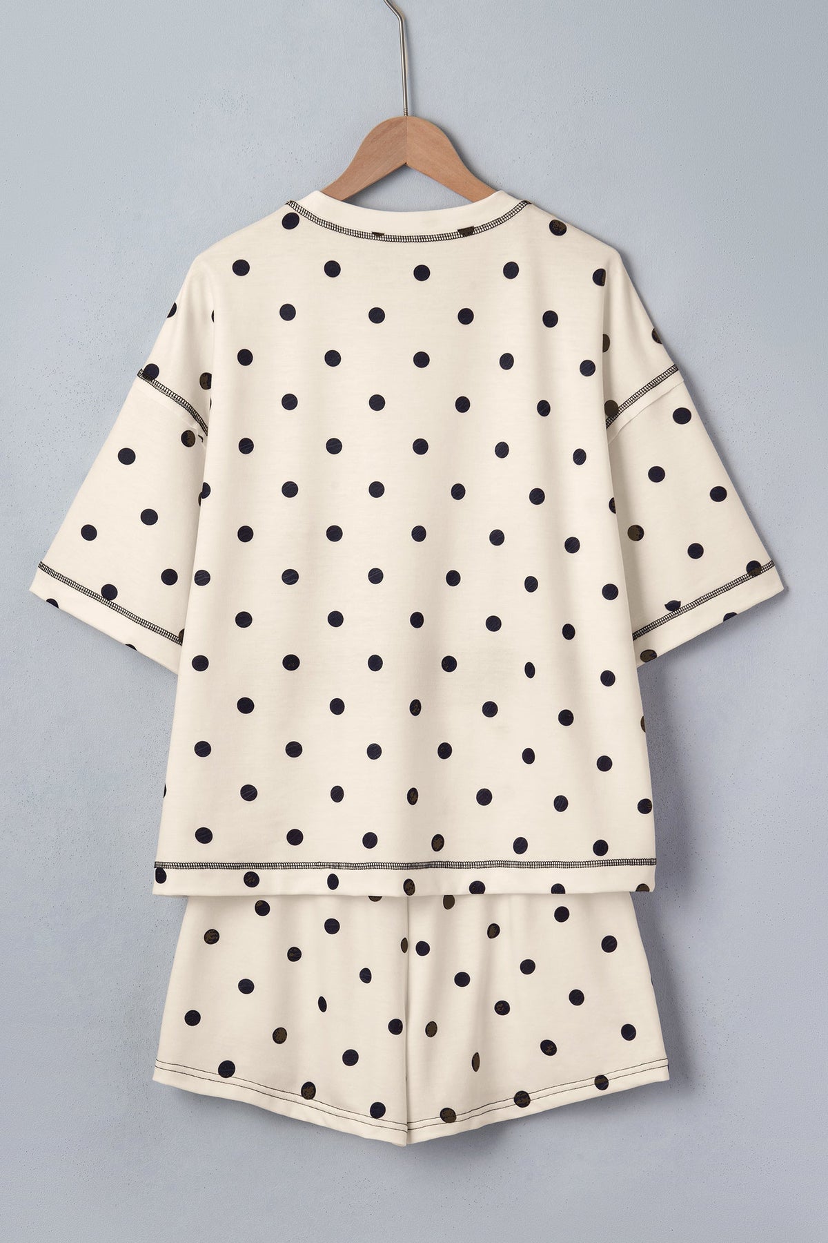 Polka Dot Loose Tee & Drawstring Shorts Set
