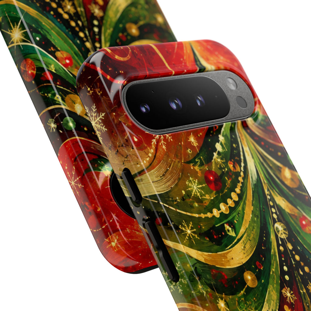 Christmas Tree Tough Phone Case — Festive Red & Green Holiday Phone Cover