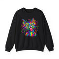 Psychedelic Rainbow Cat Crewneck Sweatshirt | Colorful Trippy Kitty