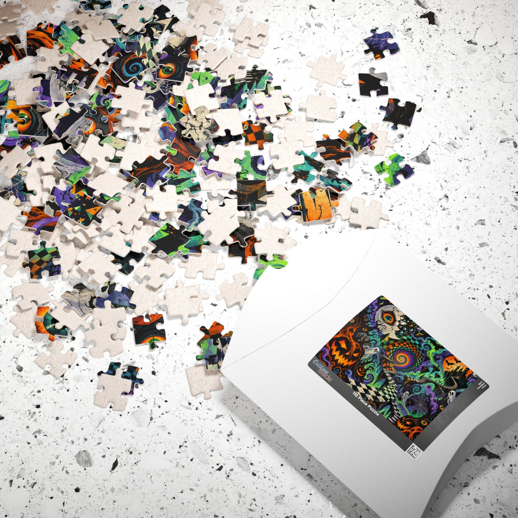 Halloween Spiral Jigsaw Puzzle — Psychedelic Pumpkin & Ghost 110/252/520/1014-Piece