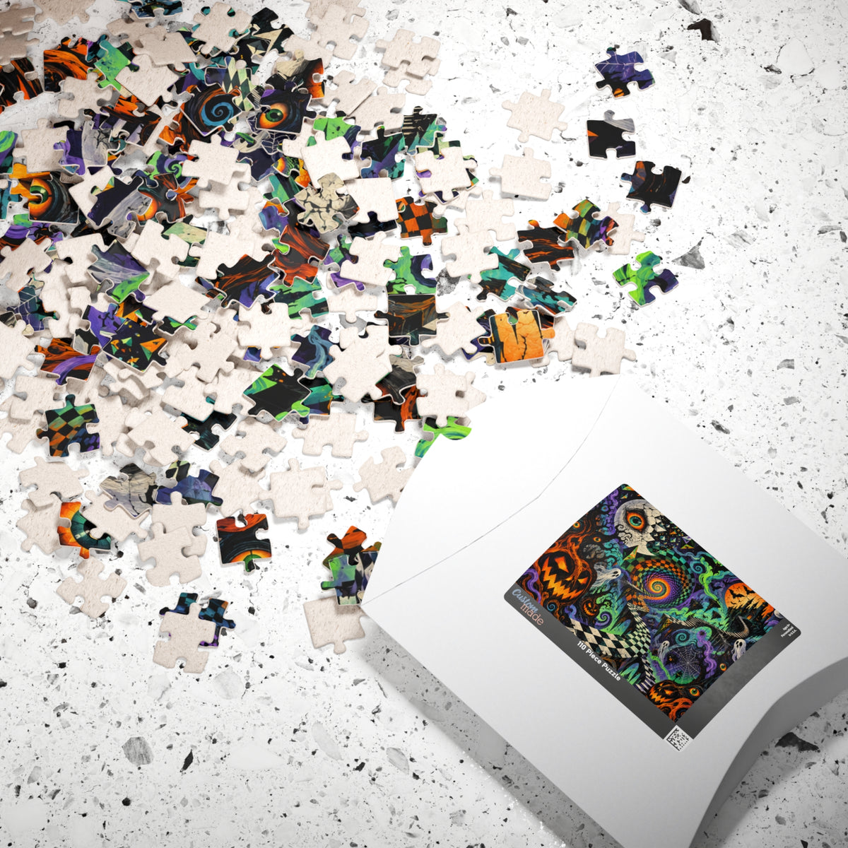 Halloween Spiral Jigsaw Puzzle — Psychedelic Pumpkin & Ghost 110/252/520/1014-Piece