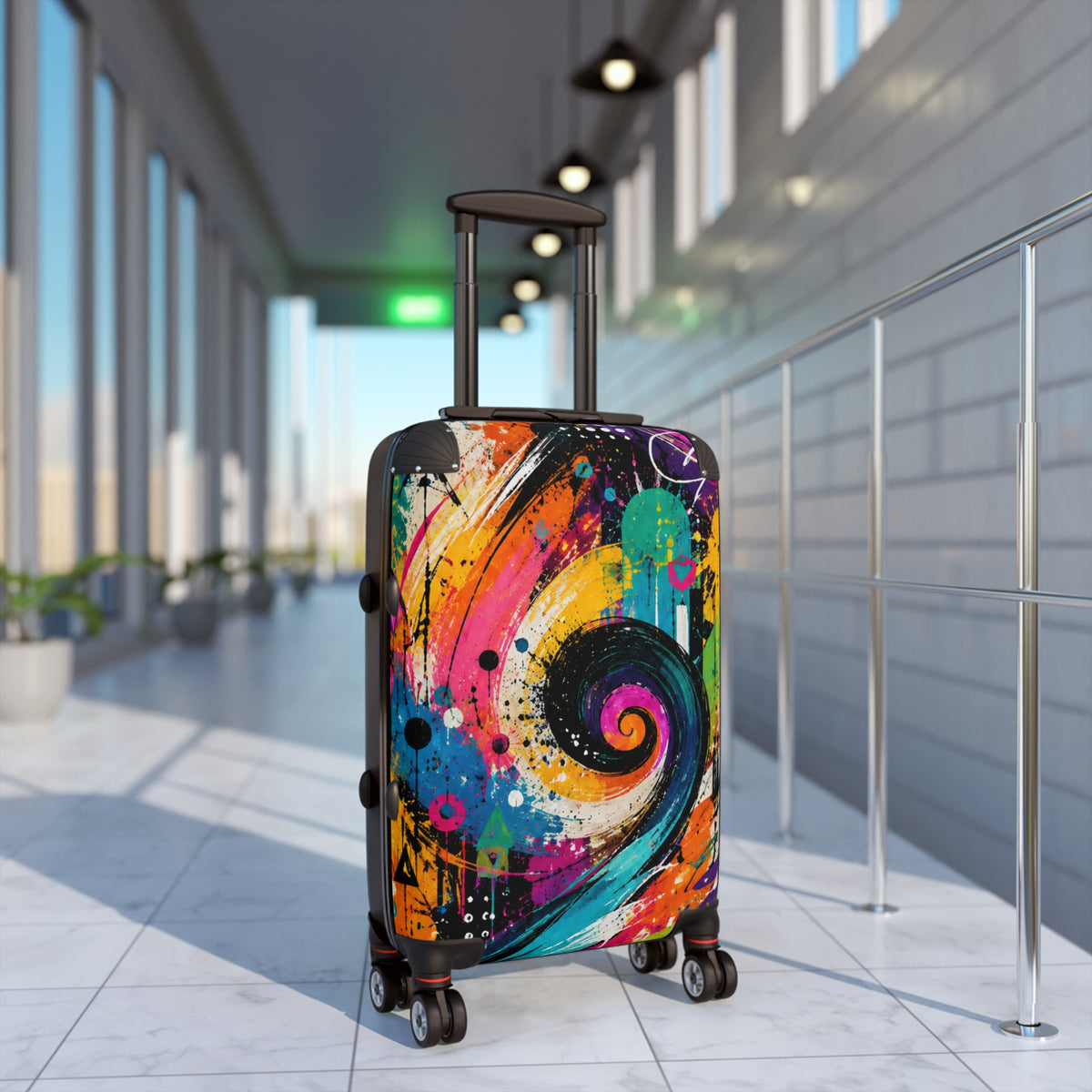 Colorful Swirl Carry-On Suitcase – Vibrant Abstract Travel Luggage