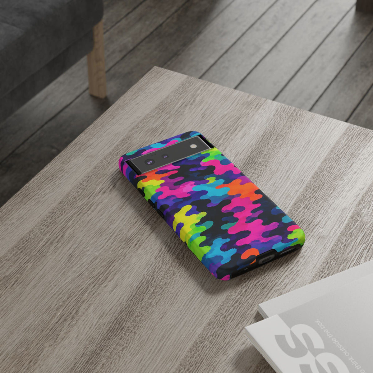 Neon Camo Tough Phone Case — Bright Rainbow Protective iPhone Cover