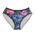 Floral Lace-Trim Women's Briefs — Navy Peony All-Over Print
