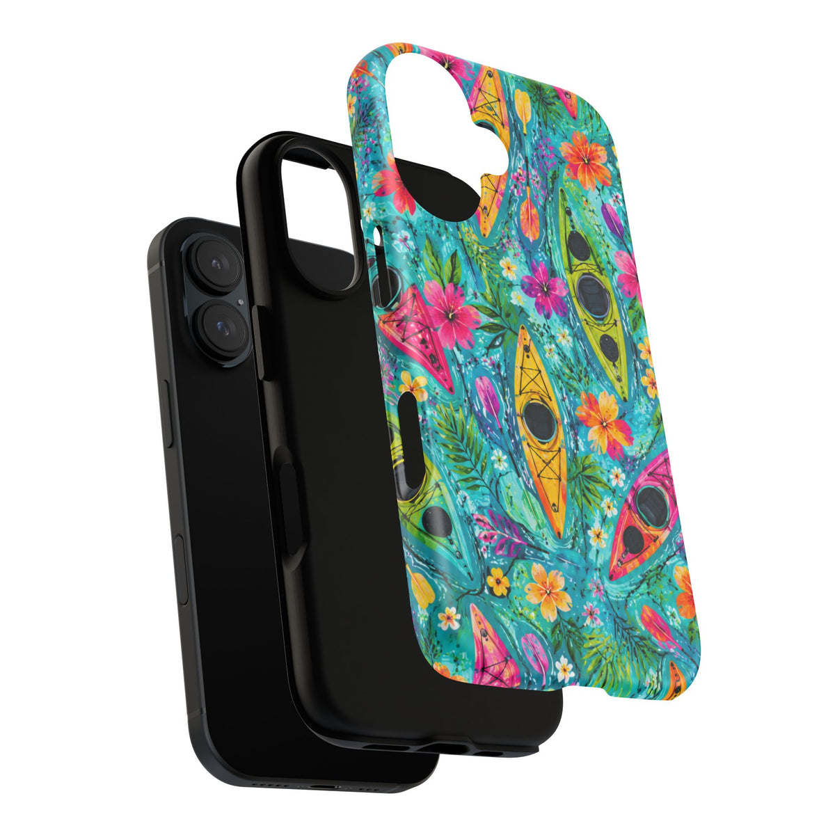 Tropical Kayak Phone Case – Colorful Floral Waterproof Pattern