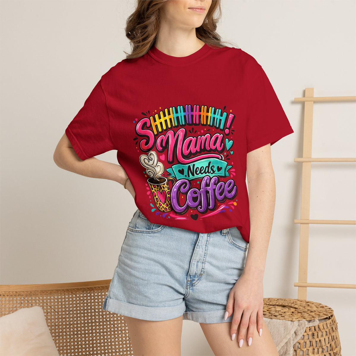 Mama Needs Coffee T-shirt | Colorful Coffee Cup Typography