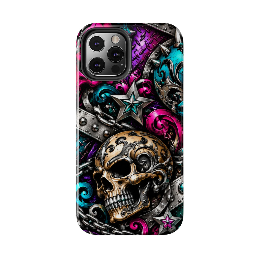 Skull & Stars Tough Phone Case | Colorful Gothic Skull Phone Case
