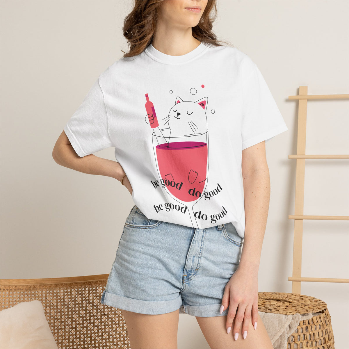 Cat in Wine Glass T-shirt | be good do good design