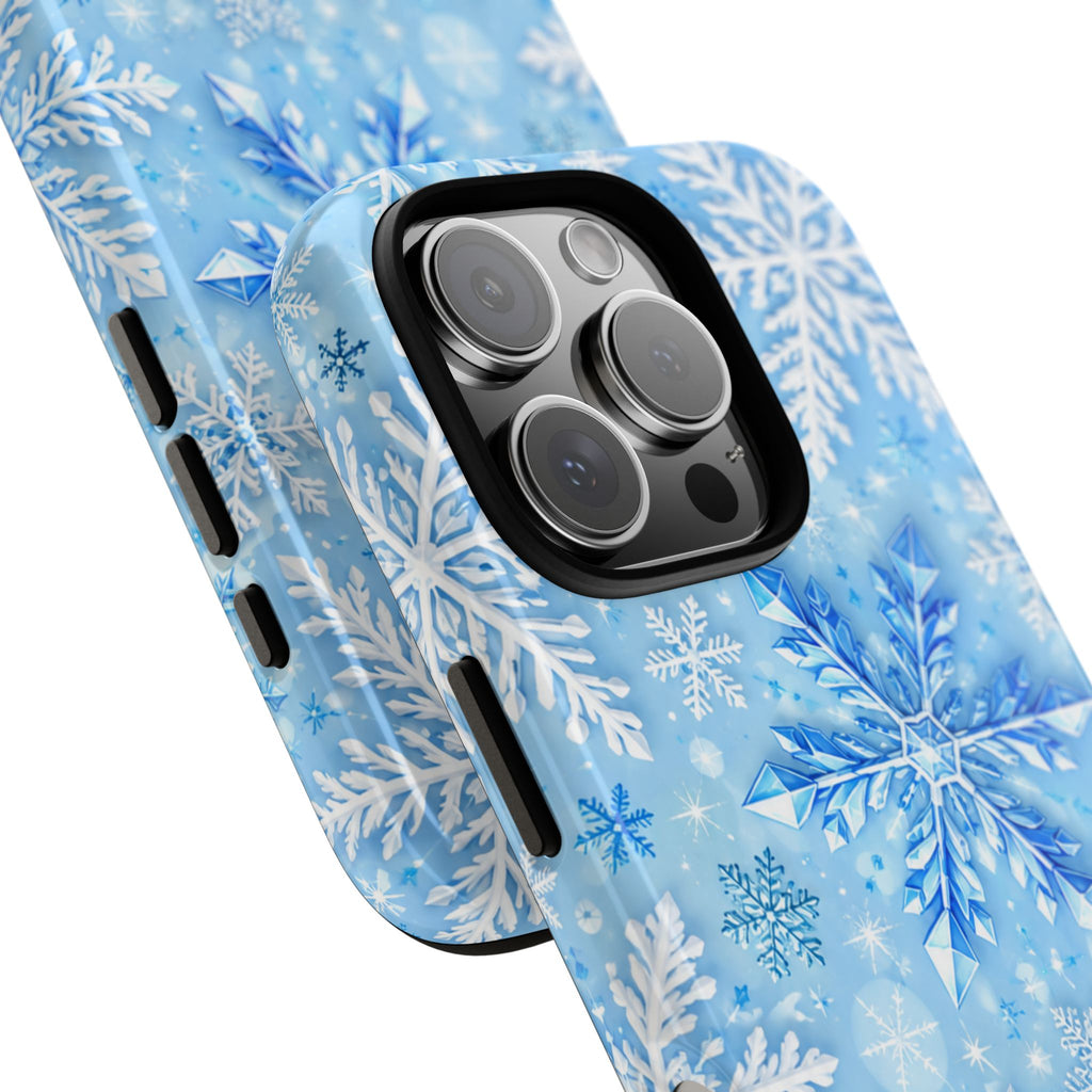 Winter Snowflake Tough Phone Case — Blue Holiday Protective Cover