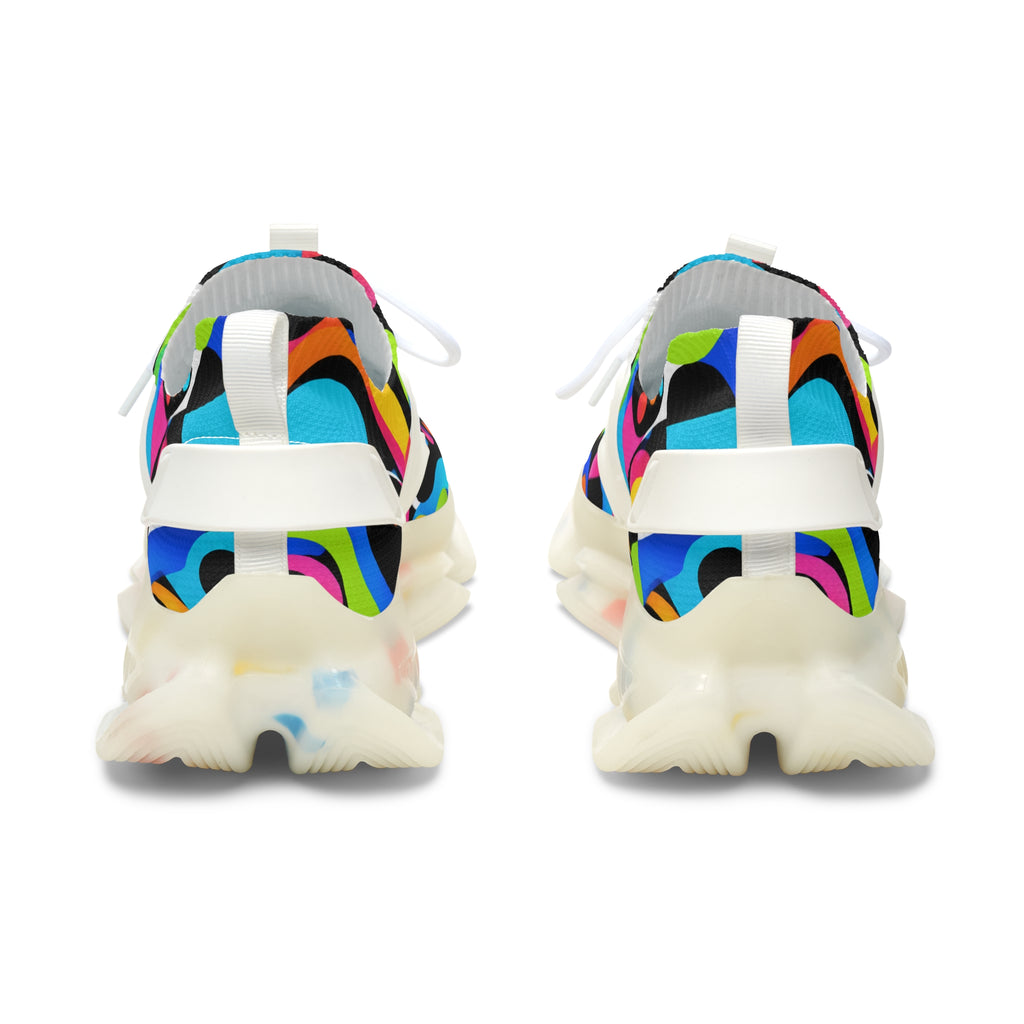 Women's Mesh Sneakers — Colorful Retro Circle Pattern Athletic Shoes