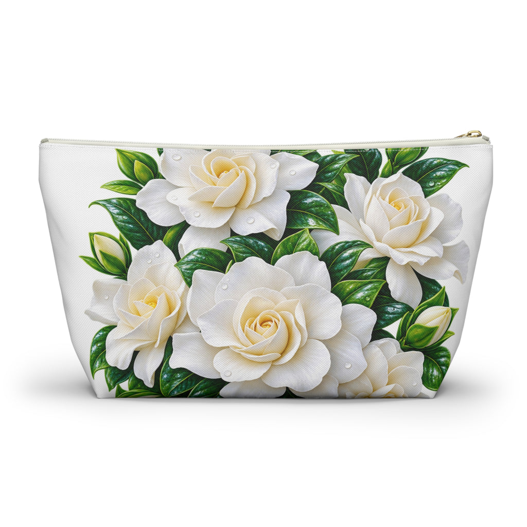 Gardenia Floral Accessory Pouch — T‑Bottom Makeup & Travel Cosmetic Bag