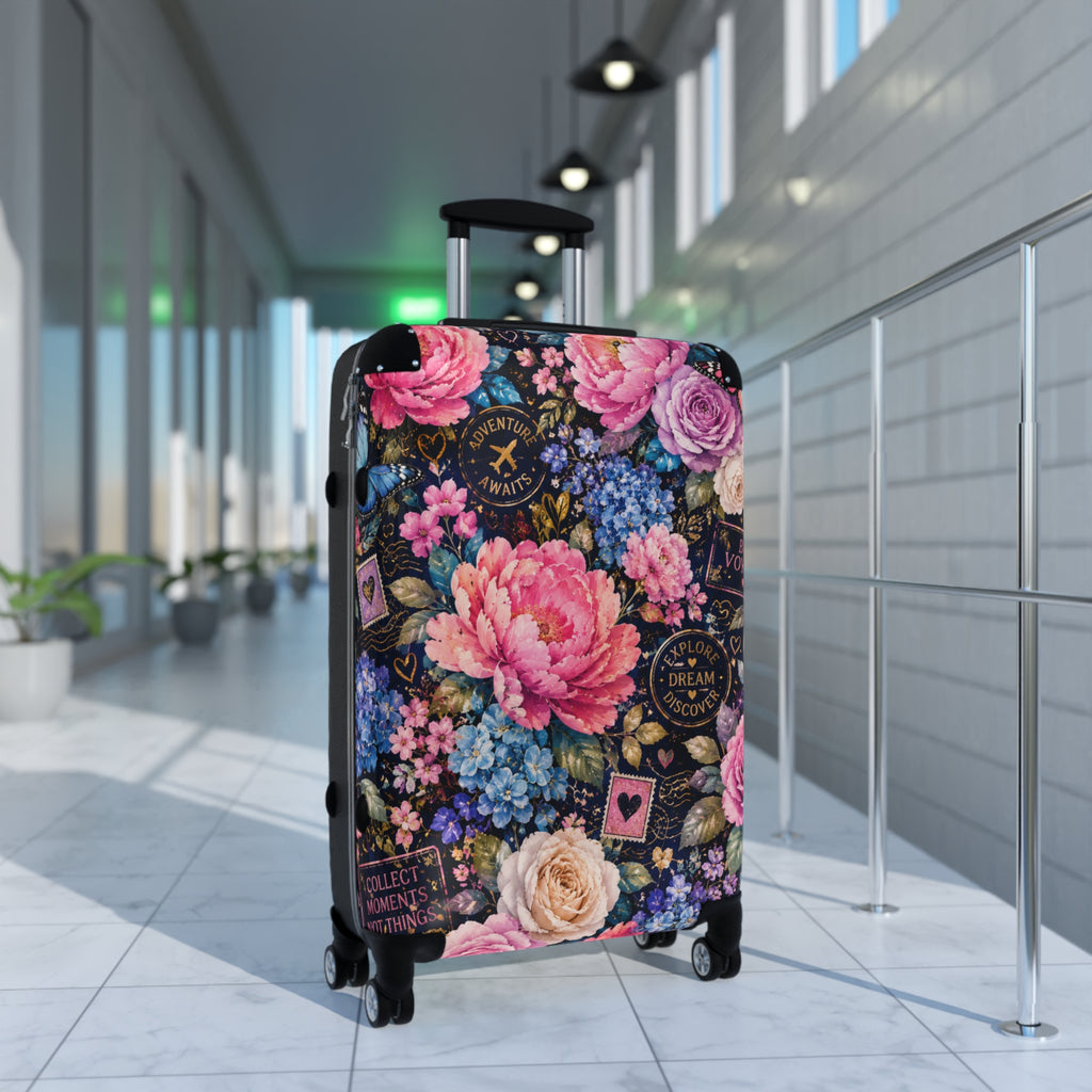 Floral Passport Dream Suitcase — Vintage Rose Carry-On Luggage