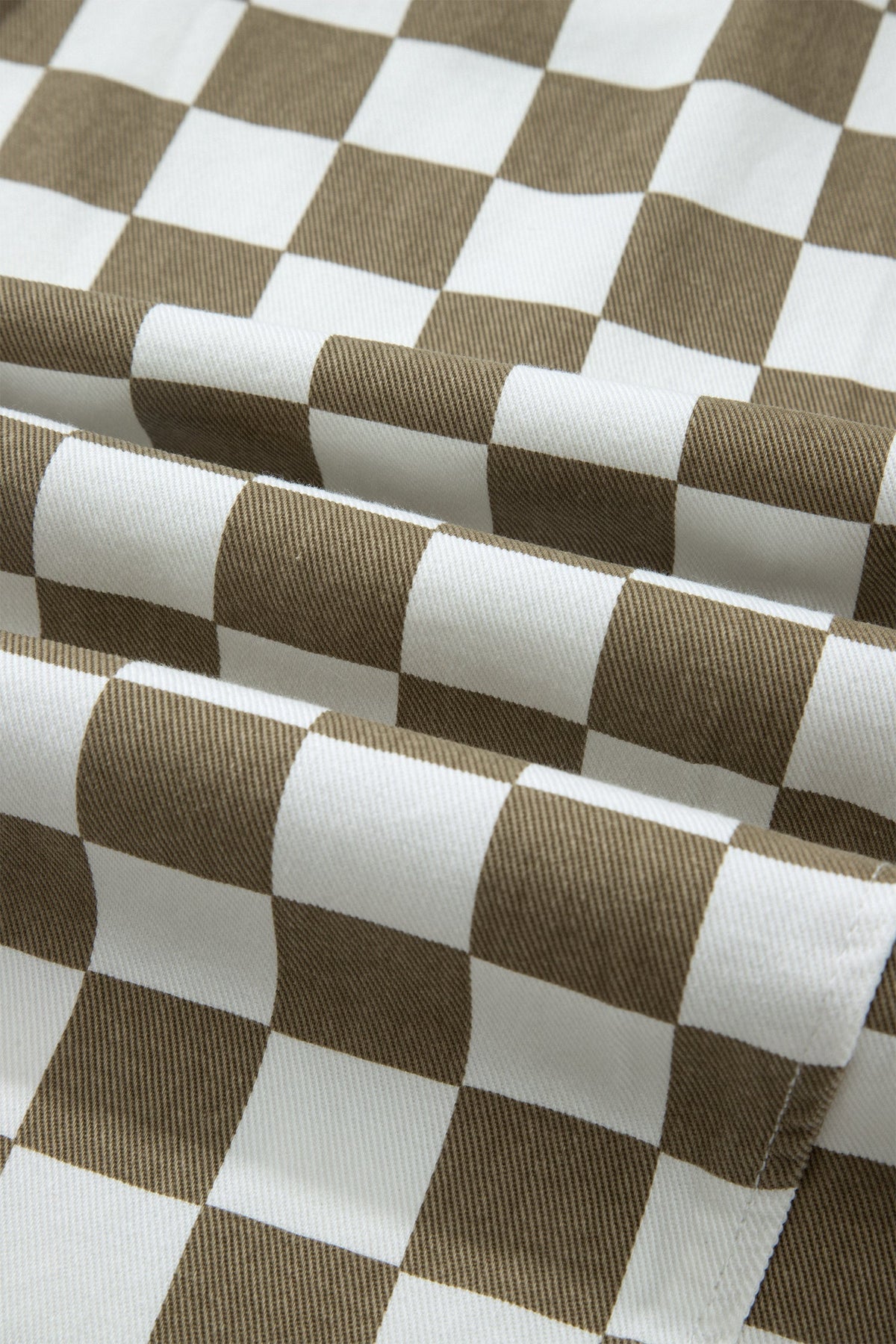 Checker Denim Barrel Leg Pants