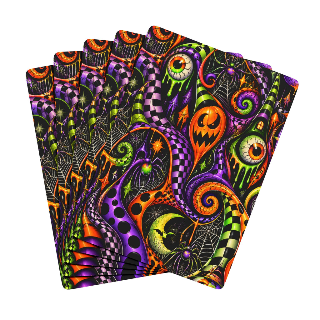 Halloween Swirl Poker Playing Cards — Psychedelic Jack-o'-Lantern Deck