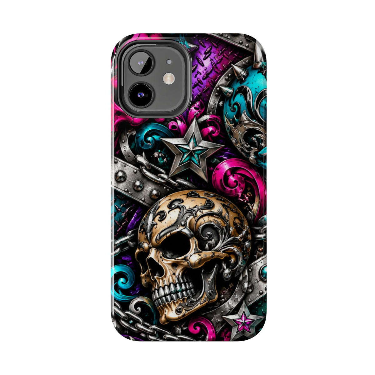 Skull & Stars Tough Phone Case | Colorful Gothic Skull Phone Case