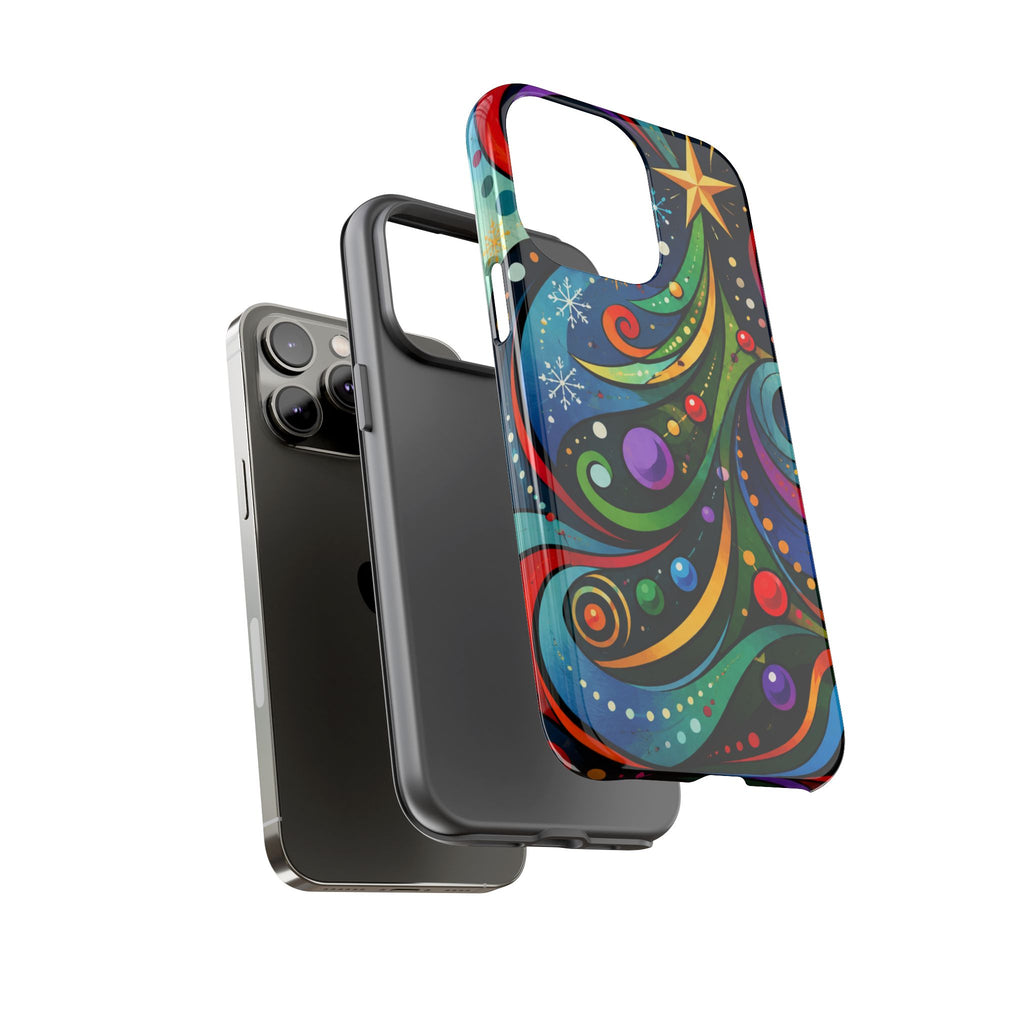 Colorful Swirl Christmas Tree Tough Phone Case