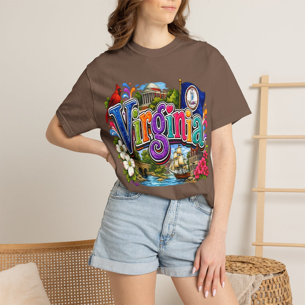 Virginia Vintage Postcard T-Shirt | State Scenic Illustration