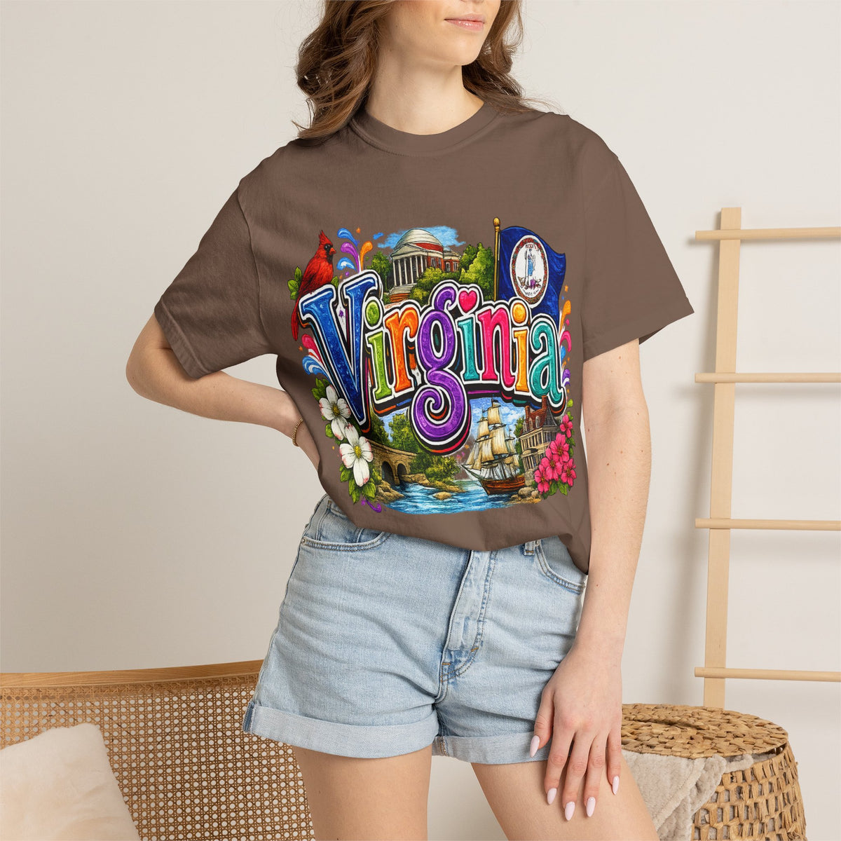 Virginia Vintage Postcard T-Shirt | State Scenic Illustration