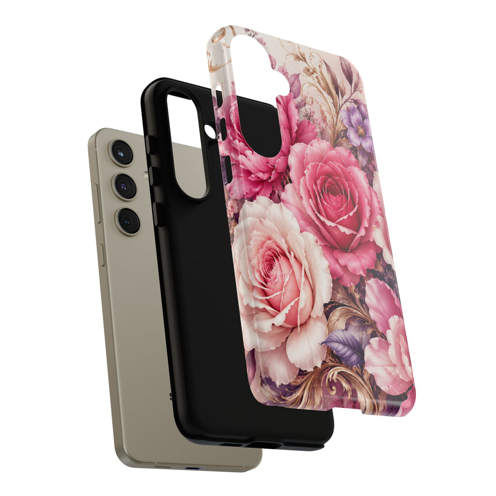 Pink Vintage Roses phone case | floral iPhone cover