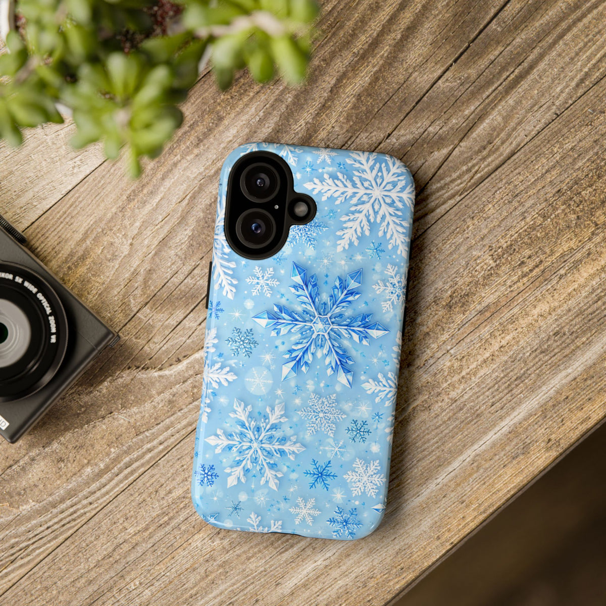 Winter Snowflake Tough Phone Case — Blue Holiday Protective Cover