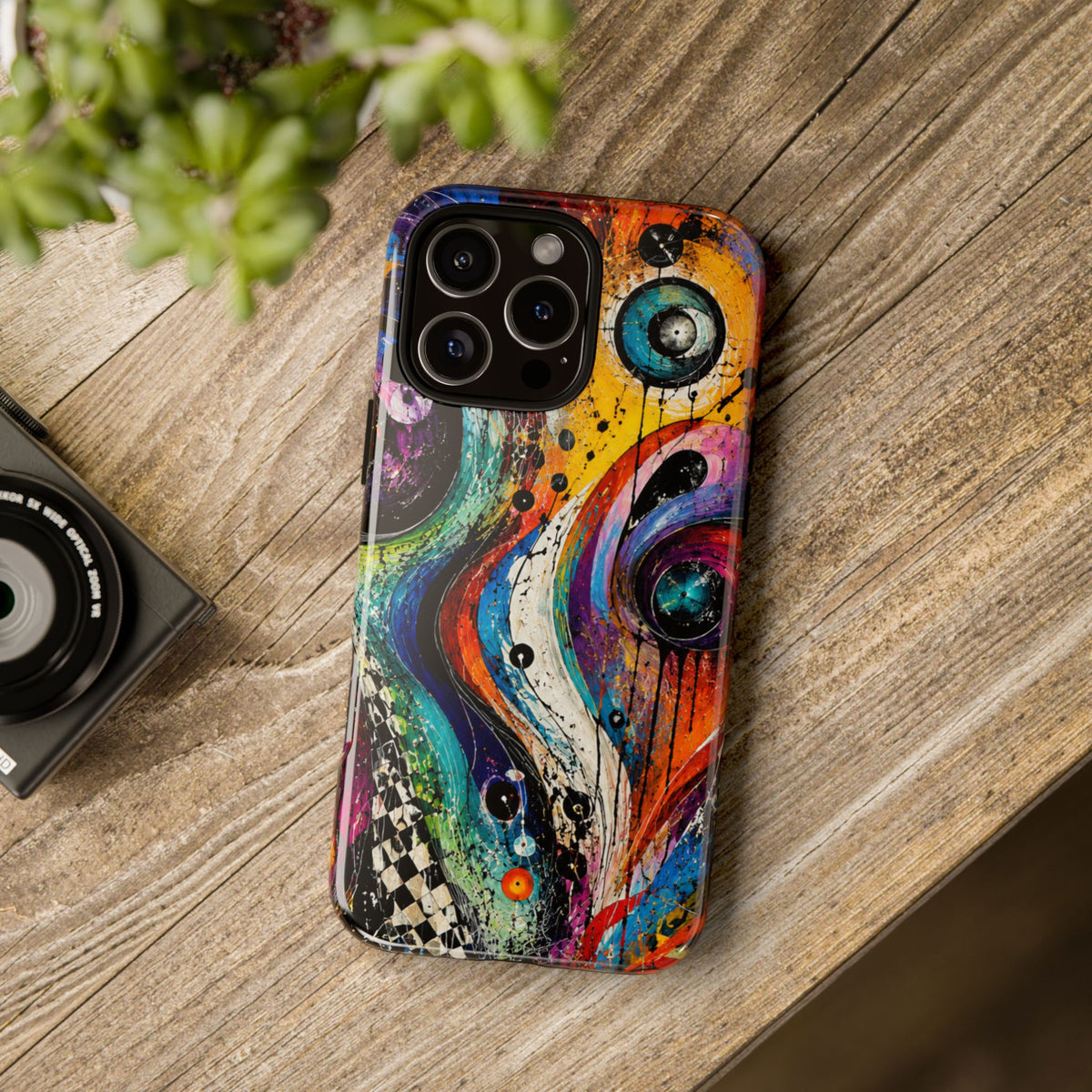 Abstract Cosmic Swirl Phone Case — Colorful Artistic iPhone Tough Case