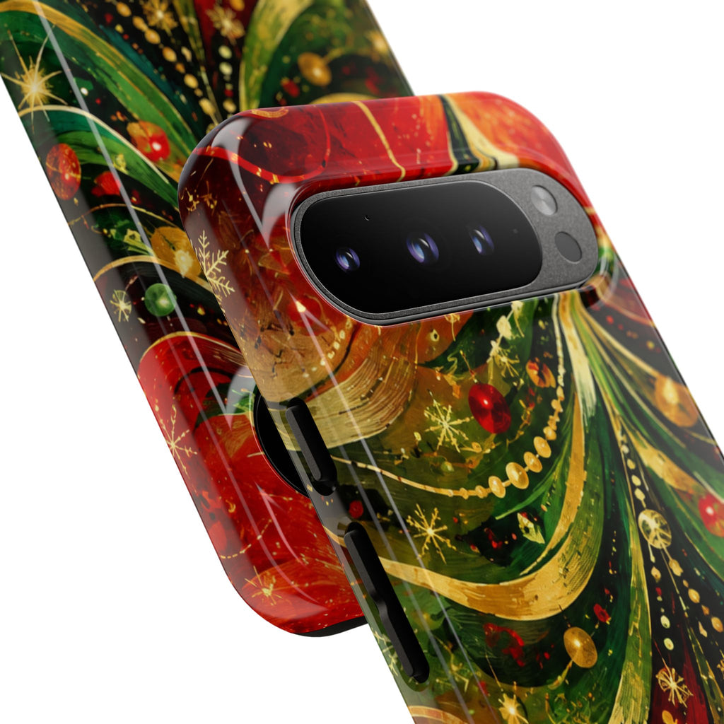 Christmas Tree Tough Phone Case — Festive Red & Green Holiday Phone Cover
