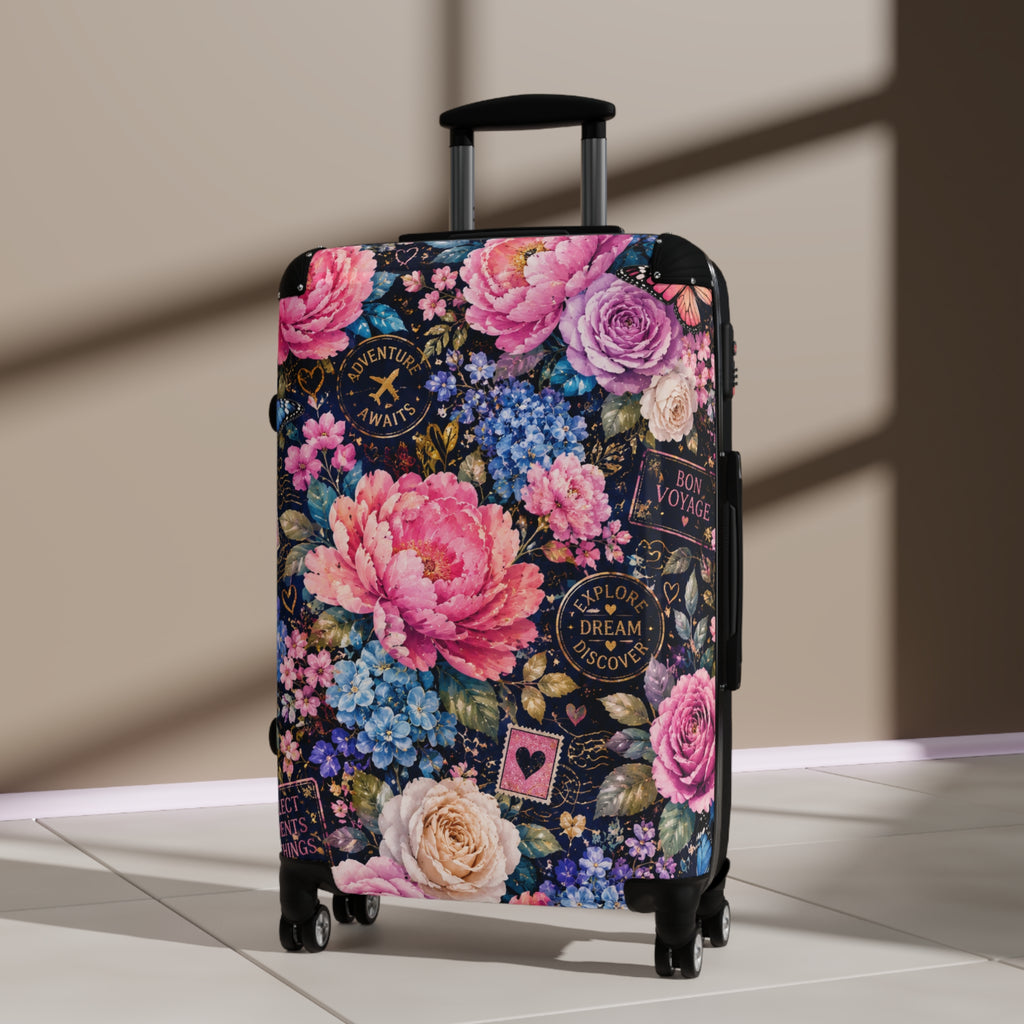 Floral Passport Dream Suitcase — Vintage Rose Carry-On Luggage