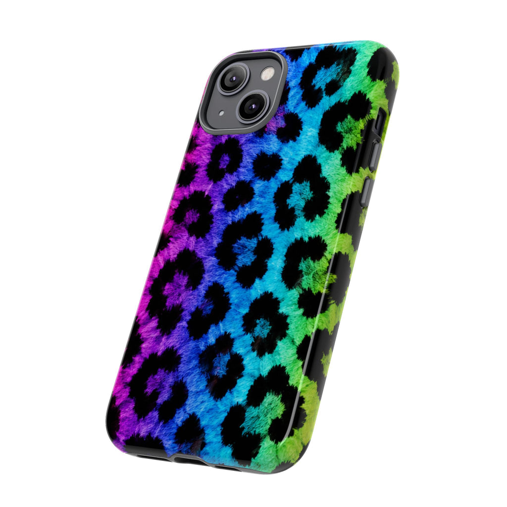 Neon Rainbow Leopard Tough Case – Colorful Animal Print Phone Cover