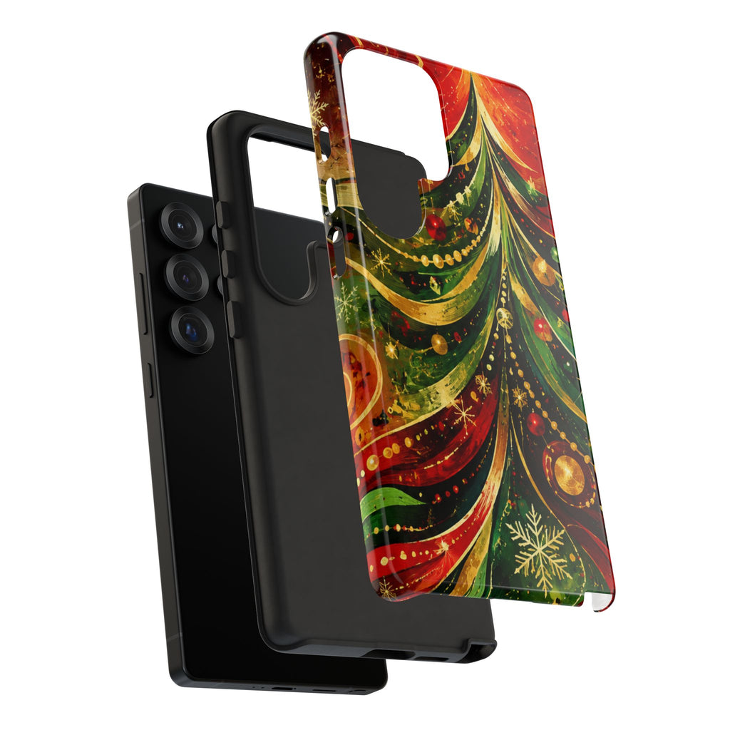 Christmas Tree Tough Phone Case — Festive Red & Green Holiday Phone Cover