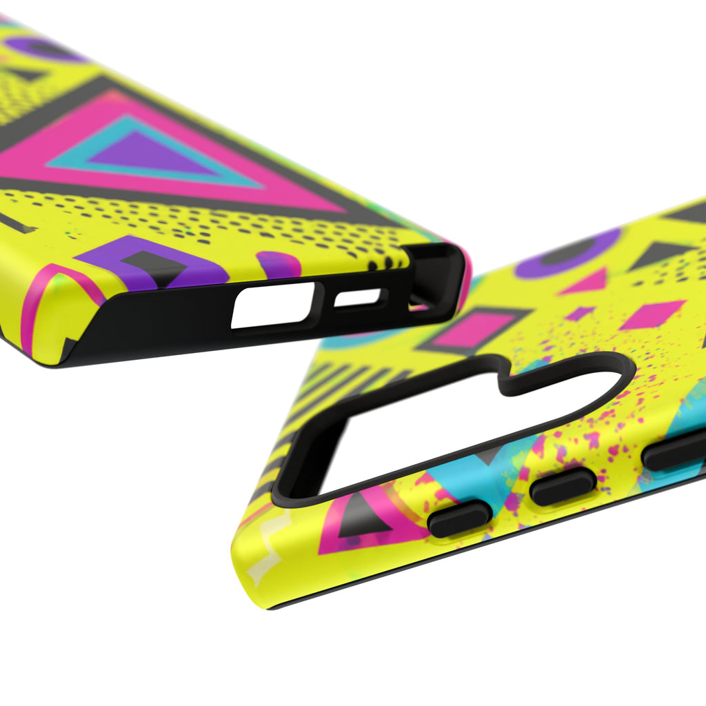 Retro 80s Geometric Phone Case — Neon Memphis Triangle Design