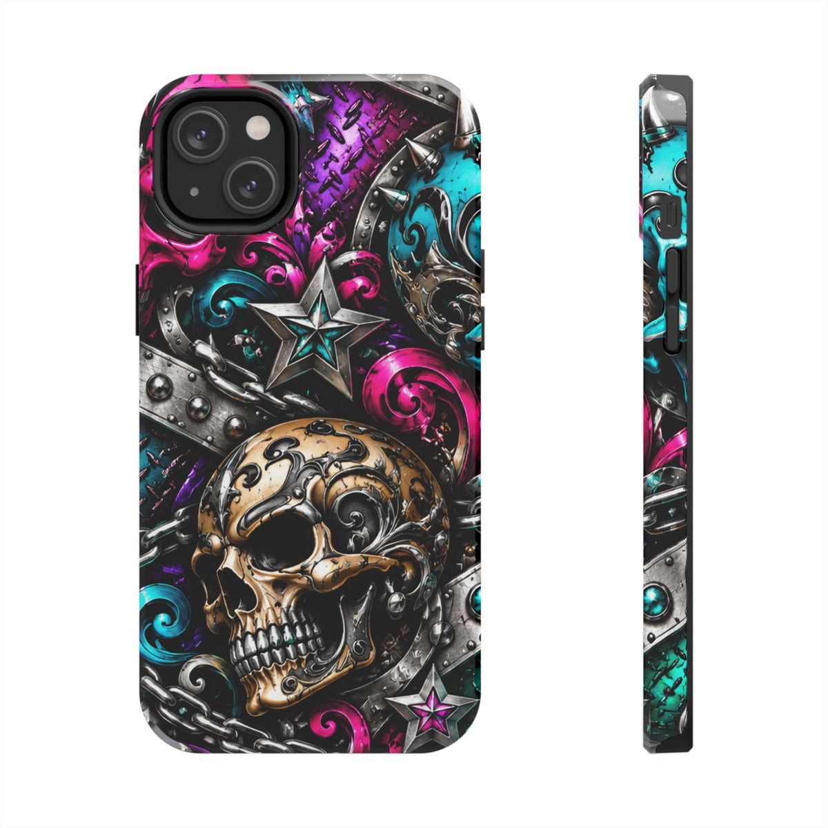 Skull & Stars Tough Phone Case | Colorful Gothic Skull Phone Case