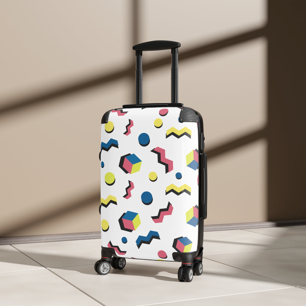 Memphis Retro Pattern Suitcase — 80s Geometric Carry-On
