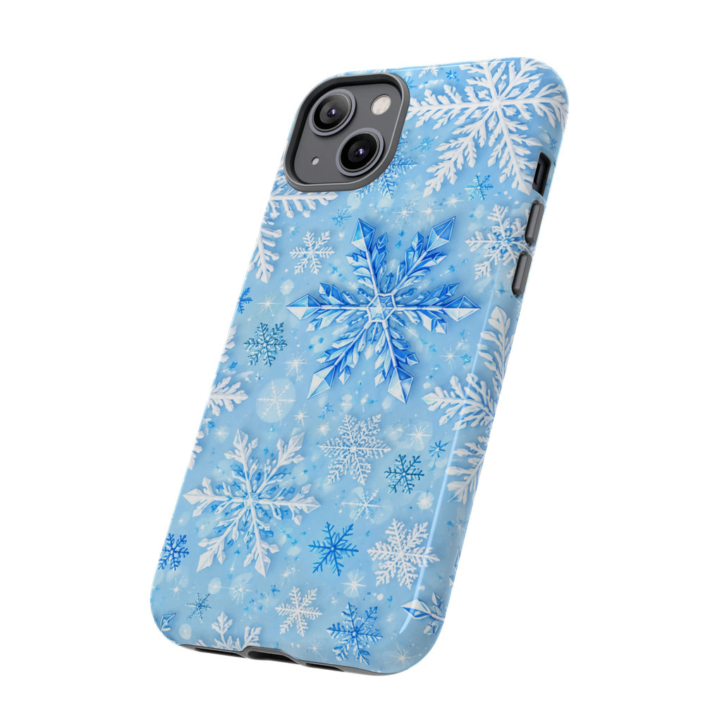 Winter Snowflake Tough Phone Case — Blue Holiday Protective Cover