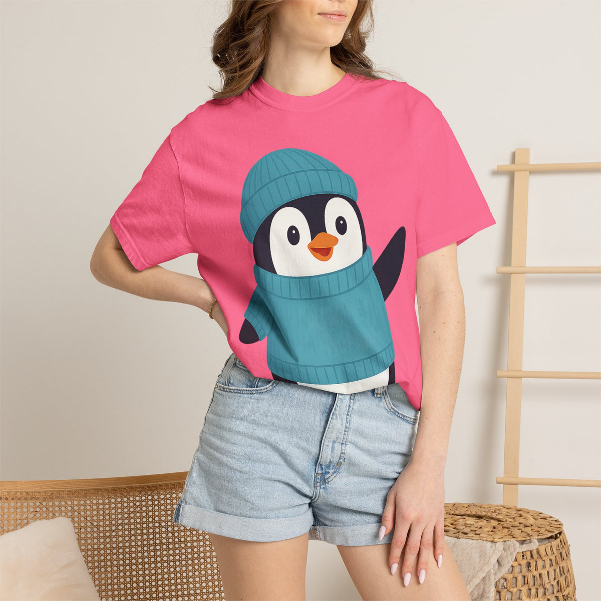 Cute Penguin in Blue Knit Tee