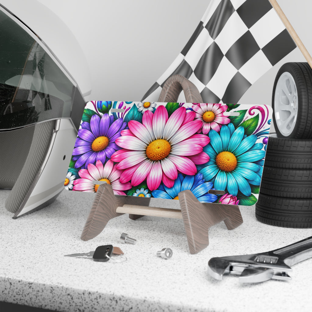 Floral Daisies Vanity Plate — Colorful Personalized License Plate